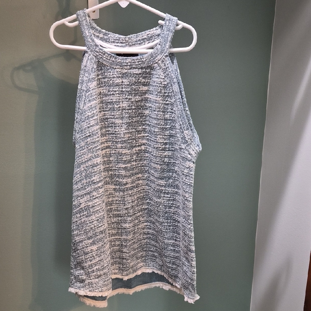 W5 Heathered Blue and Cream Ribbed Tank